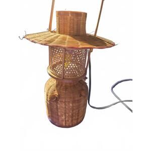 Vintage Woven Rattan Electric Lantern